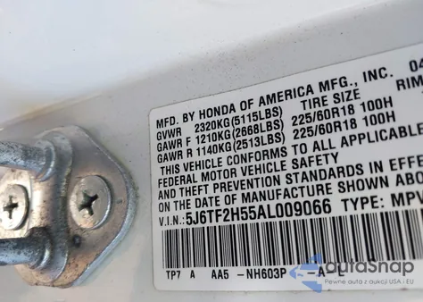 2010 Honda Accord Crosstour Exl from USA, damaged, VIN 5J6TF2H55AL009066